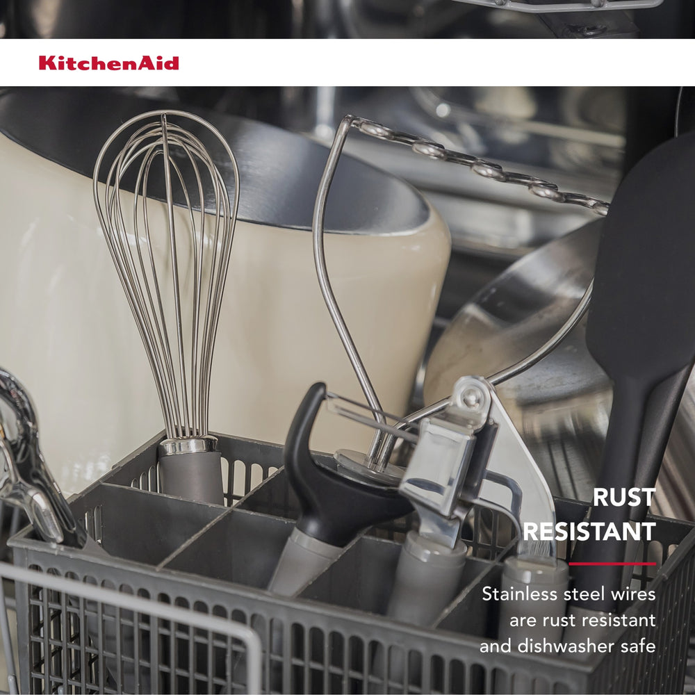 KitchenAid 3pc Soft Grip Kitchen Tool Set with Masher, Skimmer and Whisk, Charcoal Grey