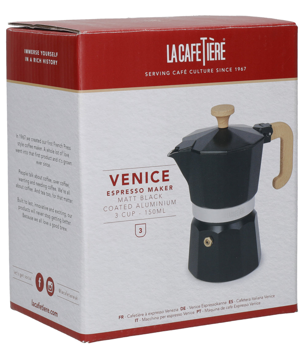 La Cafetière Venice 3 Cup Espresso Maker - Aluminium, Black