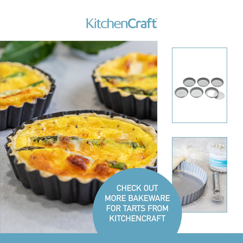 KitchenCraft Loose Base Tart Tins, Set of 6, 10cm