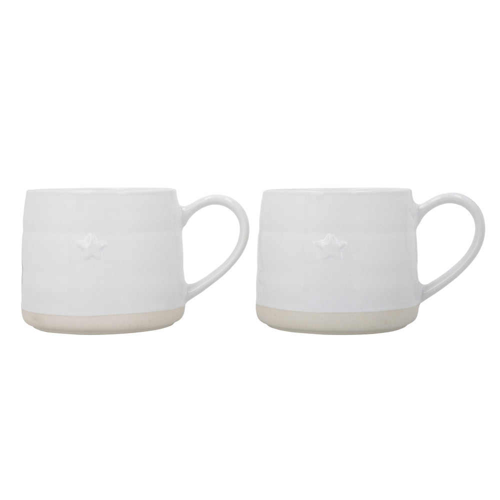 Mikasa Farmhouse Star Stoneware Mugs, Set of 2, 380ml, White image 1