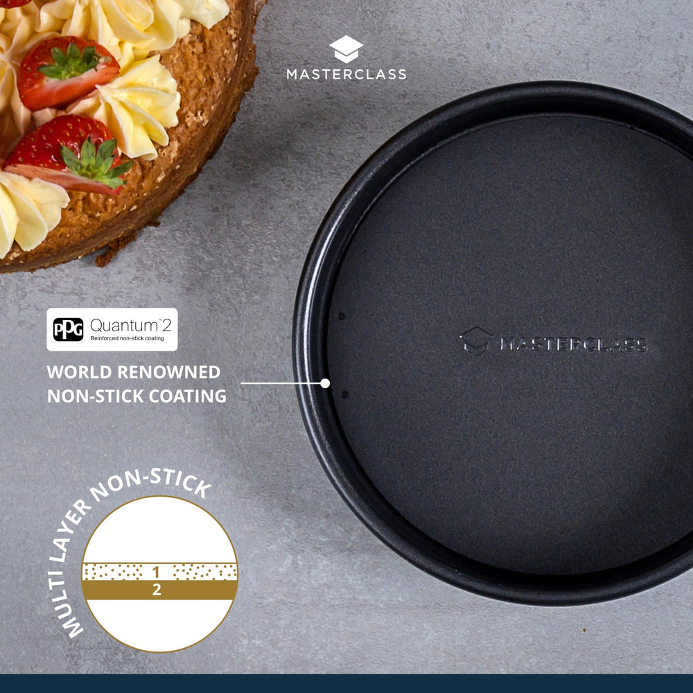 MasterClass Non-Stick Round Loose Base Deep Cake Pan, 18cm