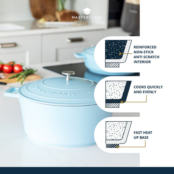MasterClass Sky Blue Cast Aluminium Casserole Dish, 5L image 7