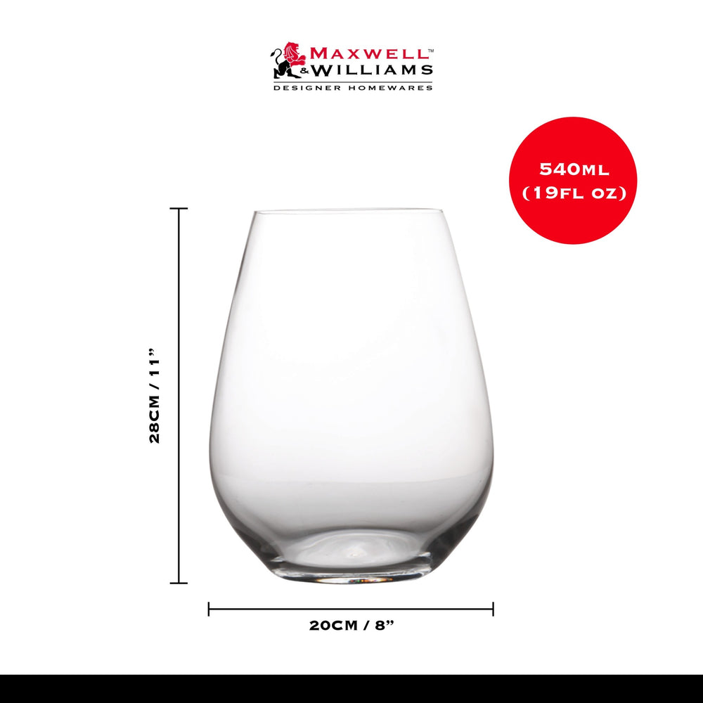 Maxwell & Williams Vino Set of 6 400ml Stemless White Wine Glasses