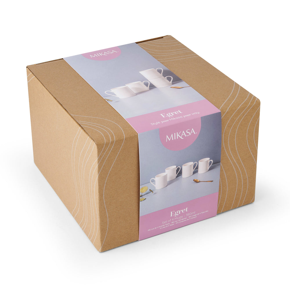 Mikasa Egret China Mugs, Set of 4, 380ml, White