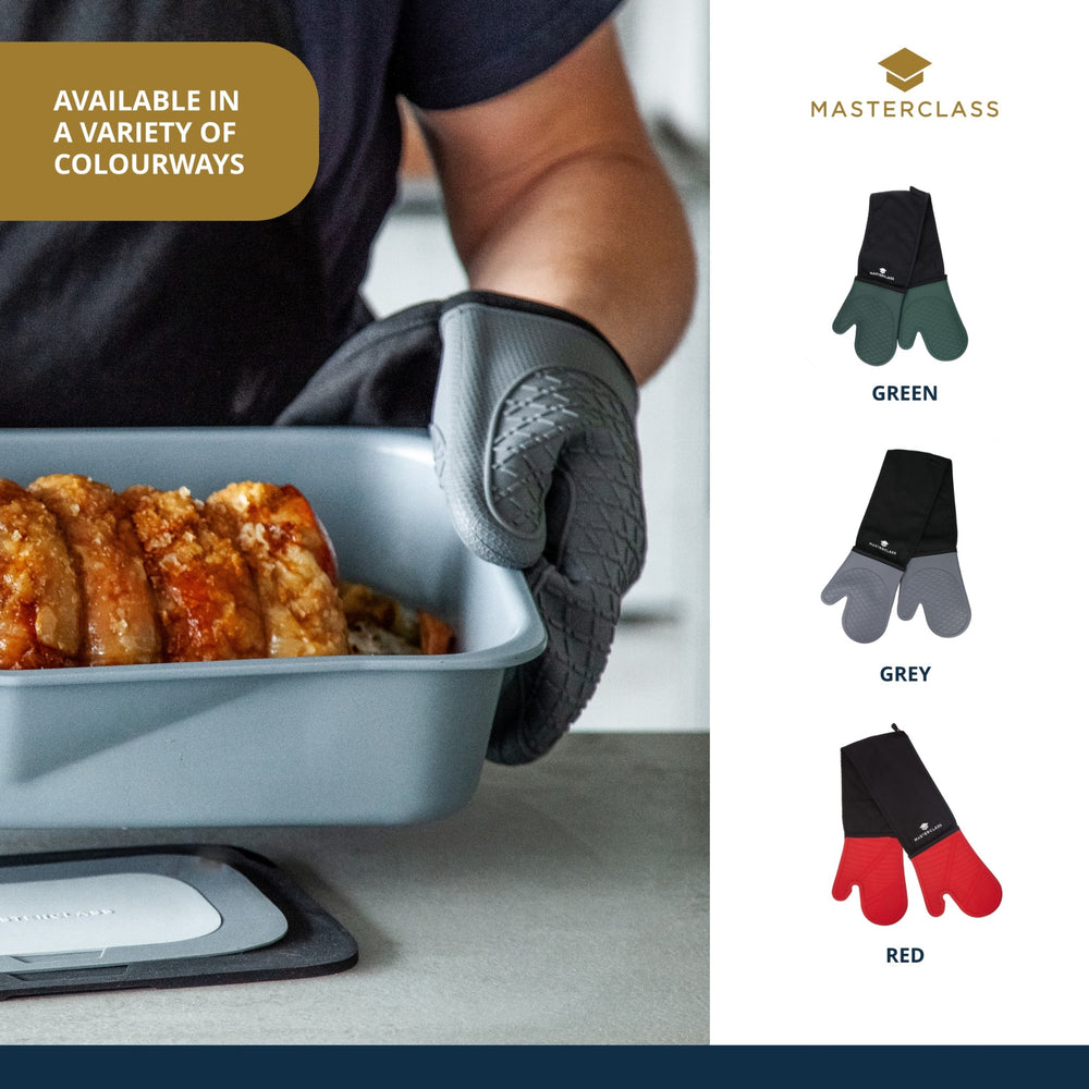 MasterClass Waterproof Silicone Double Oven Gloves with Thumbs