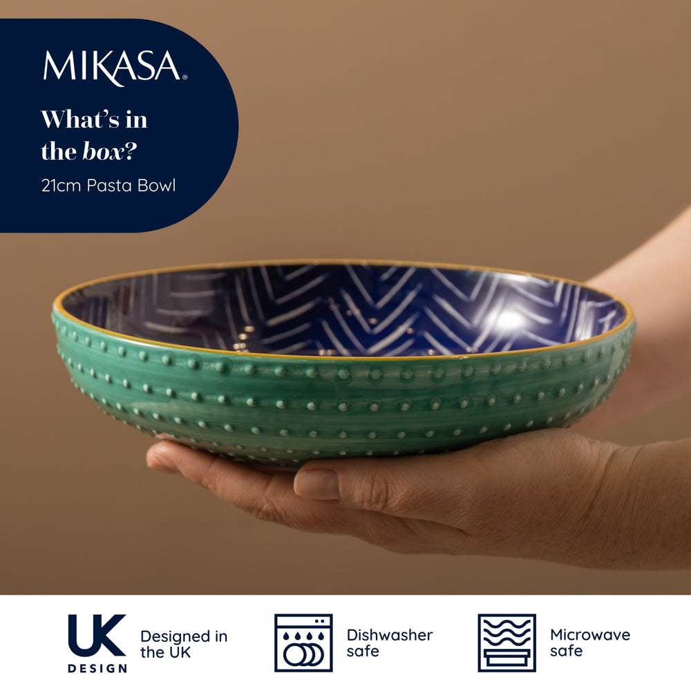 Mikasa Indigo Chevron Stoneware Bowl, 21cm