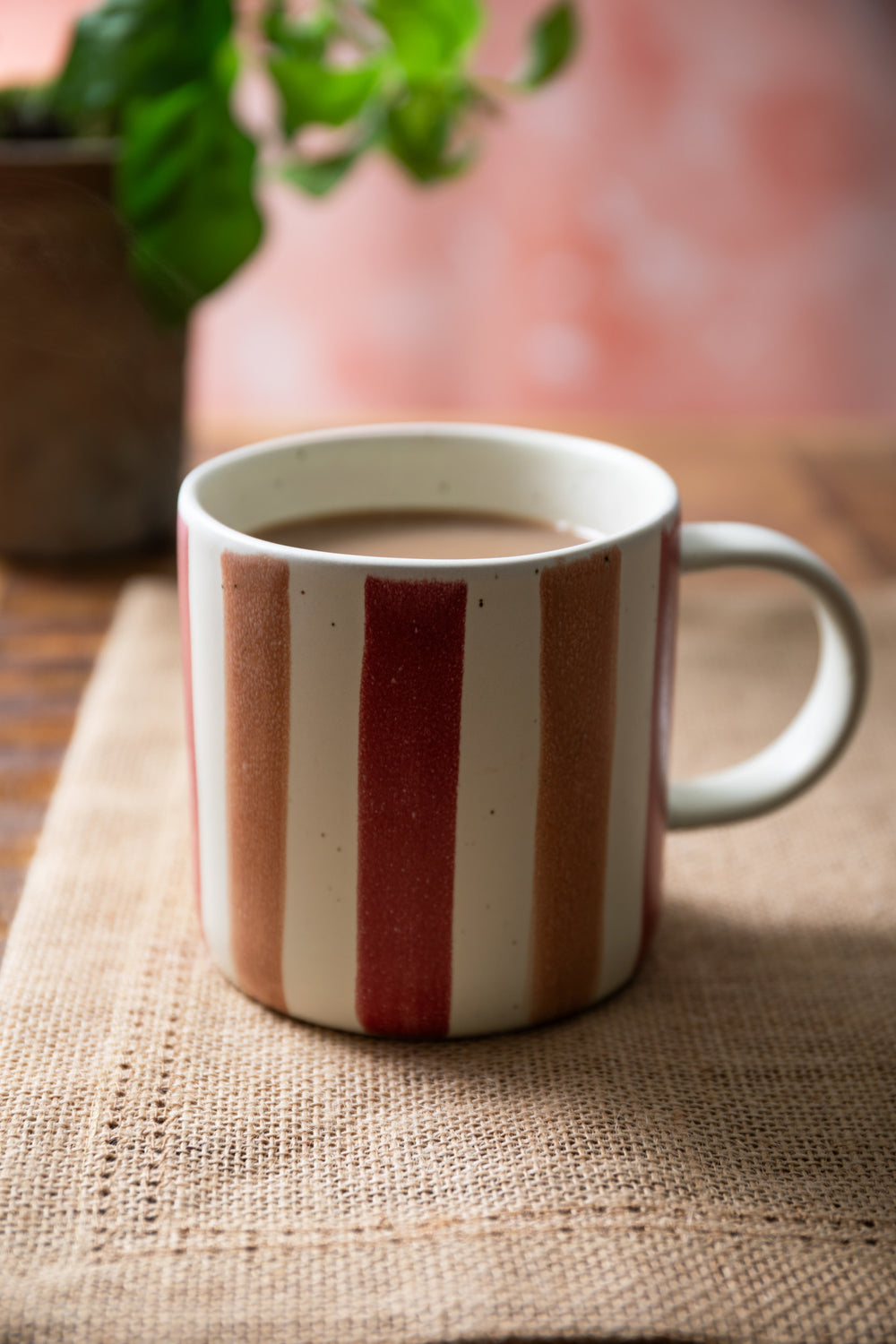 Mikasa Pink and Orange Stripe Mug, 380ML