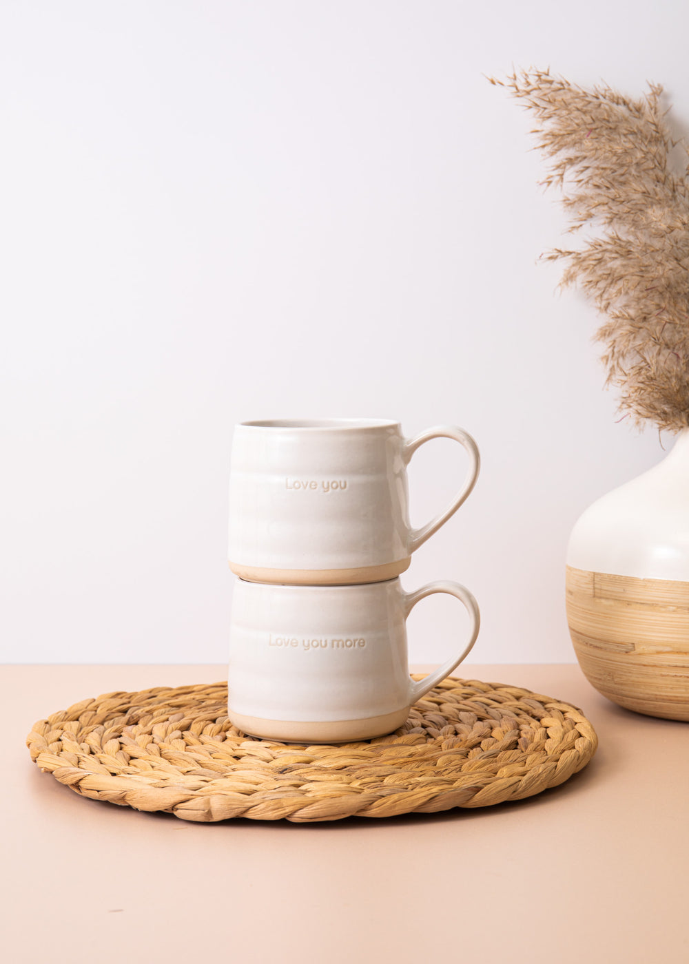 Mikasa Farmhouse Love Ceramic Mugs, Set of 2, 380ml, White