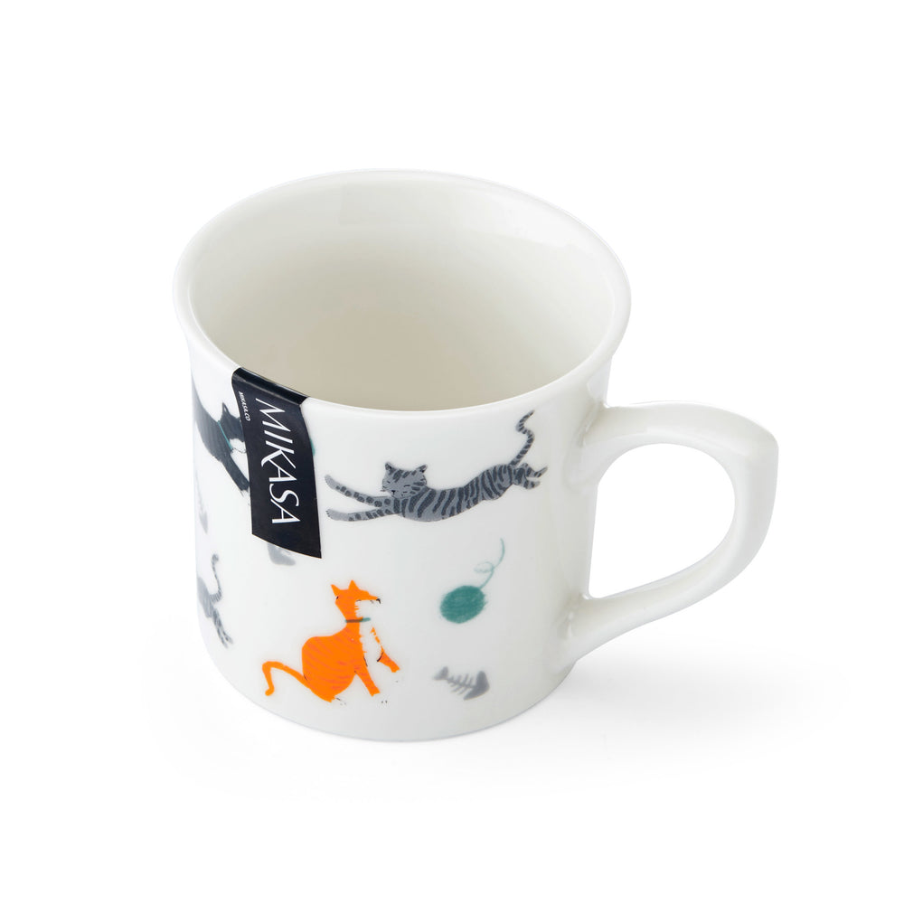 Mikasa Fine China Cat Print Fluted Mug, 250ML