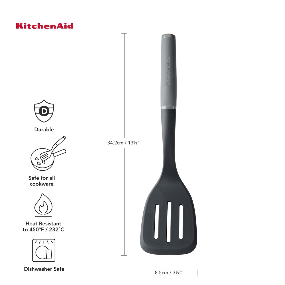KitchenAid 3pc Soft Grip Spoon, Turner and Basting Spoon Set in Charcoal Grey