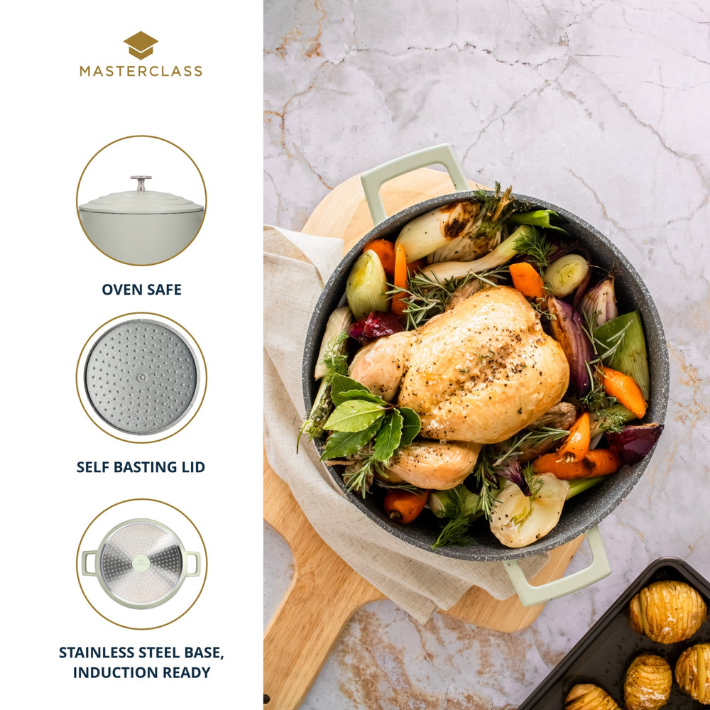 MasterClass Mint Green Cast Aluminium Casserole Dish, 4L