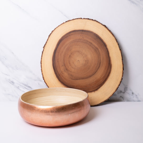 2pc Serveware Set with Large Wooden Serving Board and Large 26cm Bamboo Serving Bowl image 2