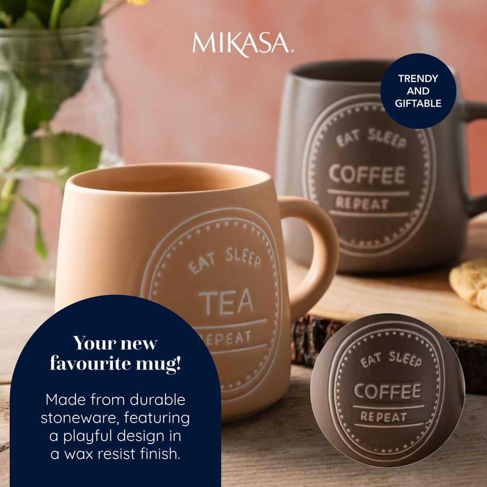 Mikasa Eat Sleep Coffee Repeat Mug, 400ML