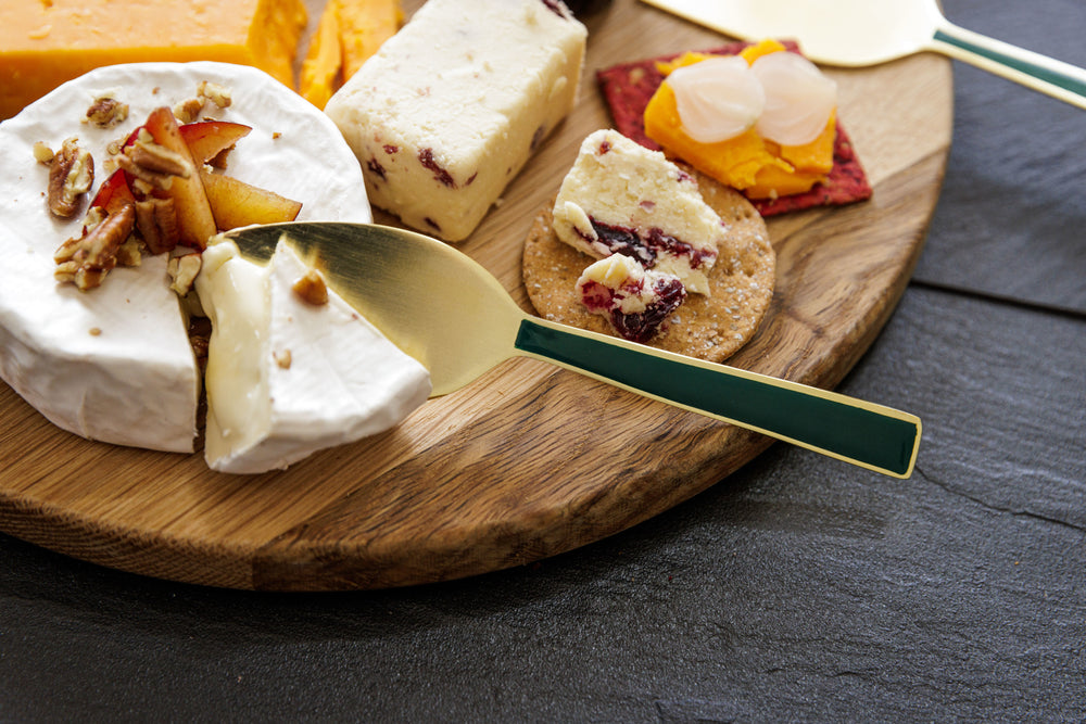 Artesà Cheese Knife Set - Green and Gold, 3 Pieces