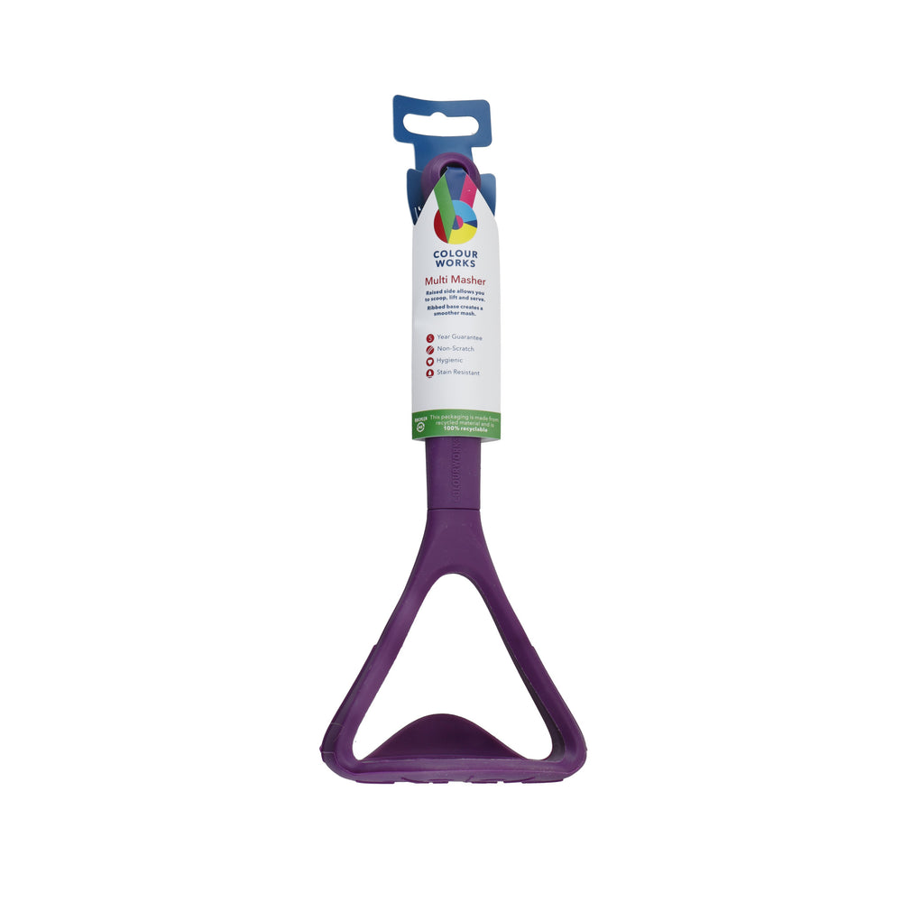 Colourworks Purple Silicone Potato Masher with Built-In Scoop