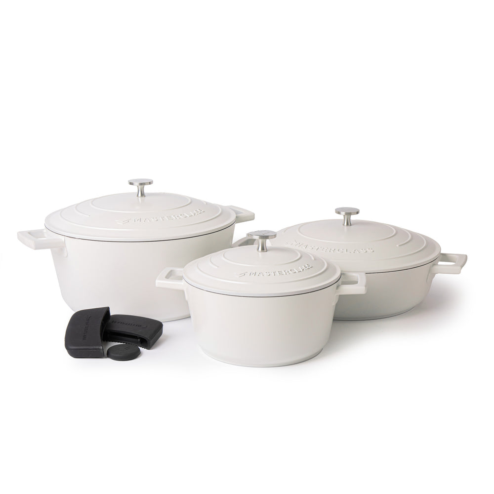 MasterClass 6pc Casserole Dish Set with 2.5L and 5L Non-Stick Casserole Dishes, 4L Shallow Casserole Dish and 3x Silicone Handle Covers image 1