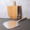 3pc Pizza Peel Set with Pizza Paddle, Bamboo Serving Board and Stainless Steel Rocking Knife image 3