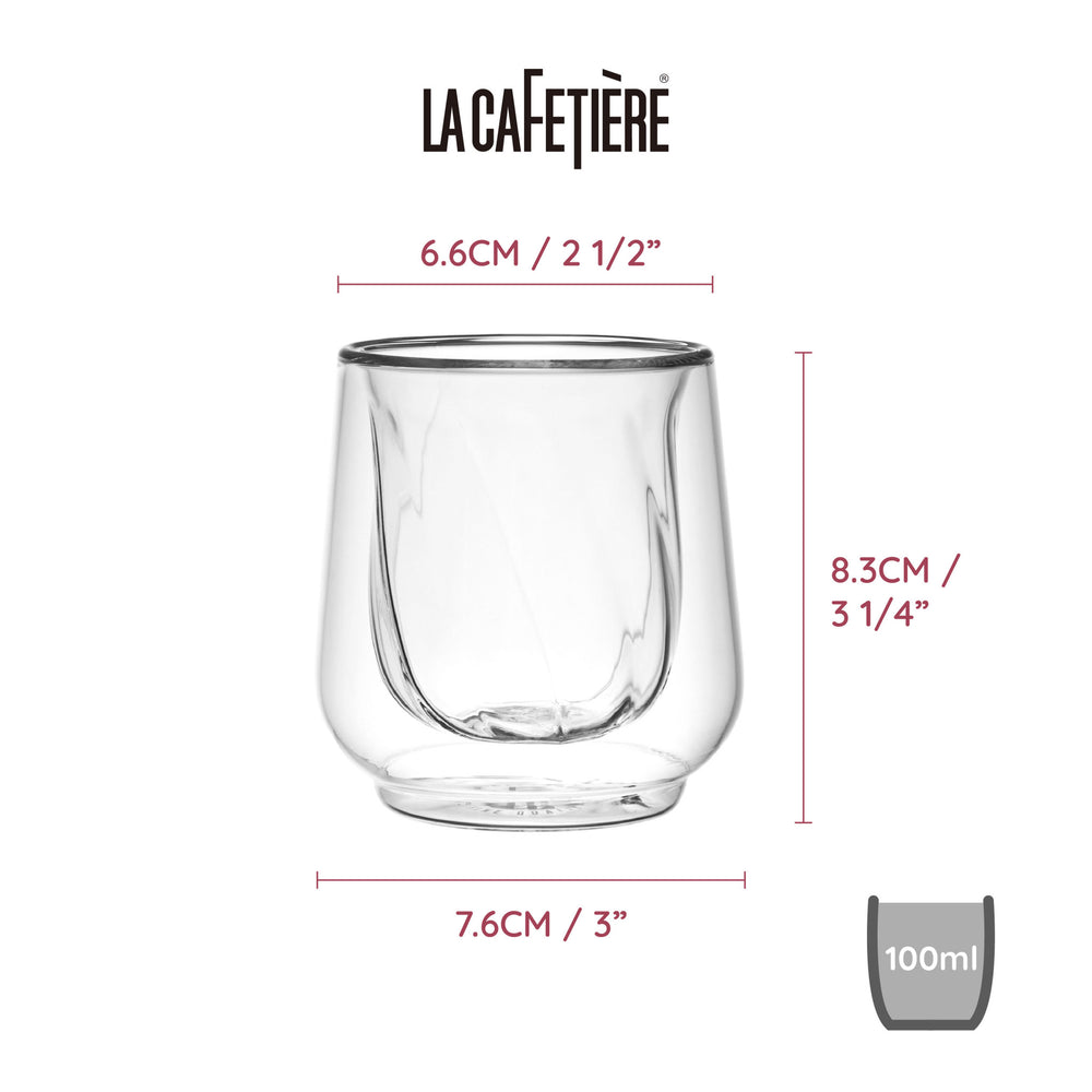 La Cafetière Siena Double-Walled Cortado Glasses, Set of 2, 135ml