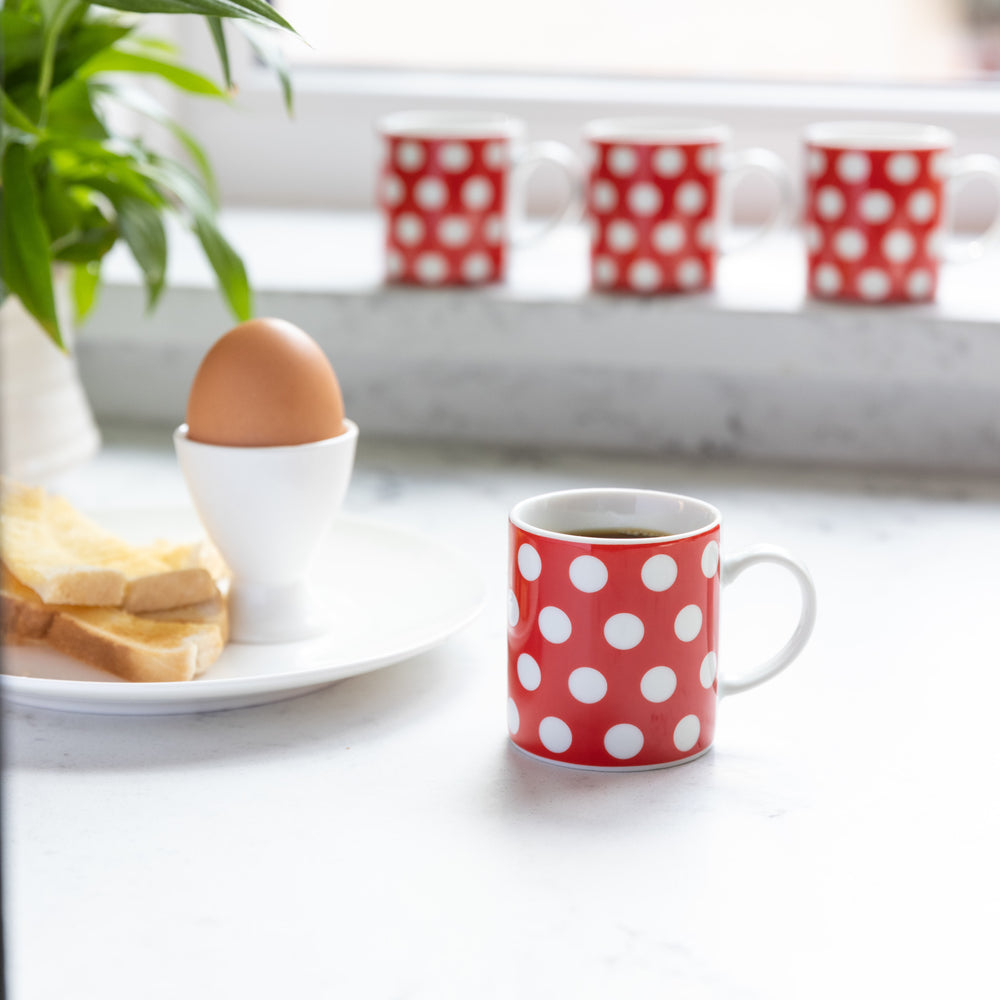 KitchenCraft 80ml Porcelain Red Polka Dot Espresso Cup