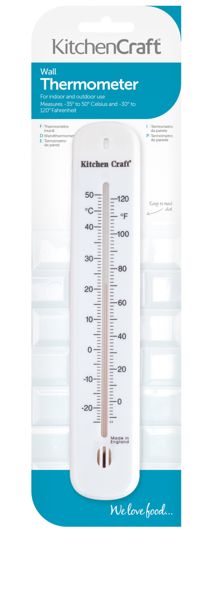 KitchenCraft 20cm Plastic Wall Thermometer