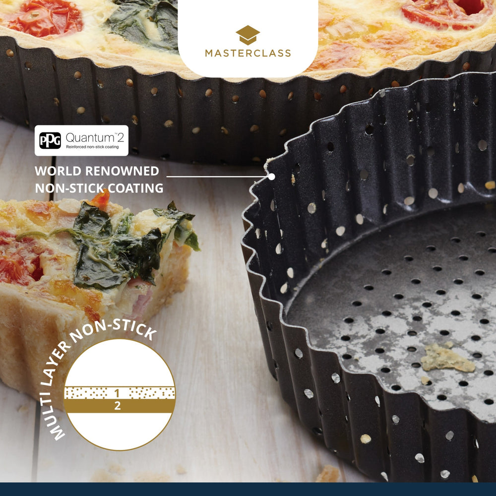 MasterClass Crusty Bake Non-Stick Fluted Round Quiche Tin, 25cm
