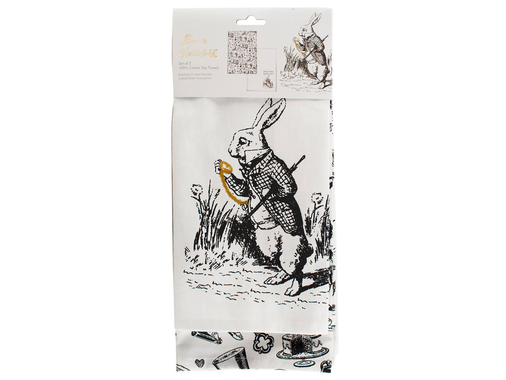 Victoria And Albert Alice In Wonderland Set of 2 Tea Towels