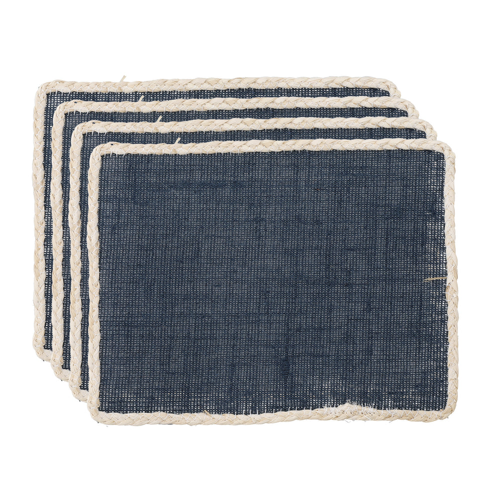 Creative Tops Rectangular Jute Placemats, Set of 4, Navy Blue, 19 x 22 cm