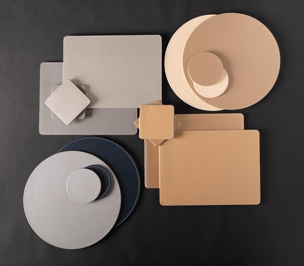 Creative Tops Naturals Premium Pack Of 4 Stitched Edge Faux Leather Placemats Grey image 2