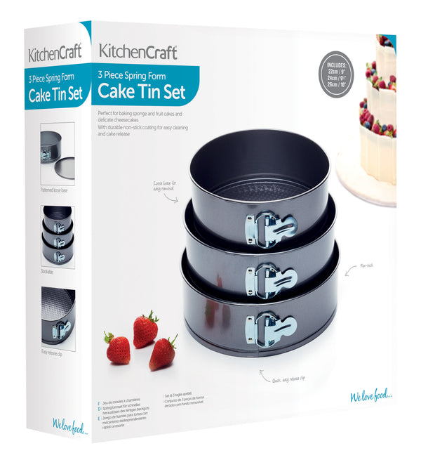 KitchenCraft Three Piece Non-Stick Spring Form Cake Tin Set image 4