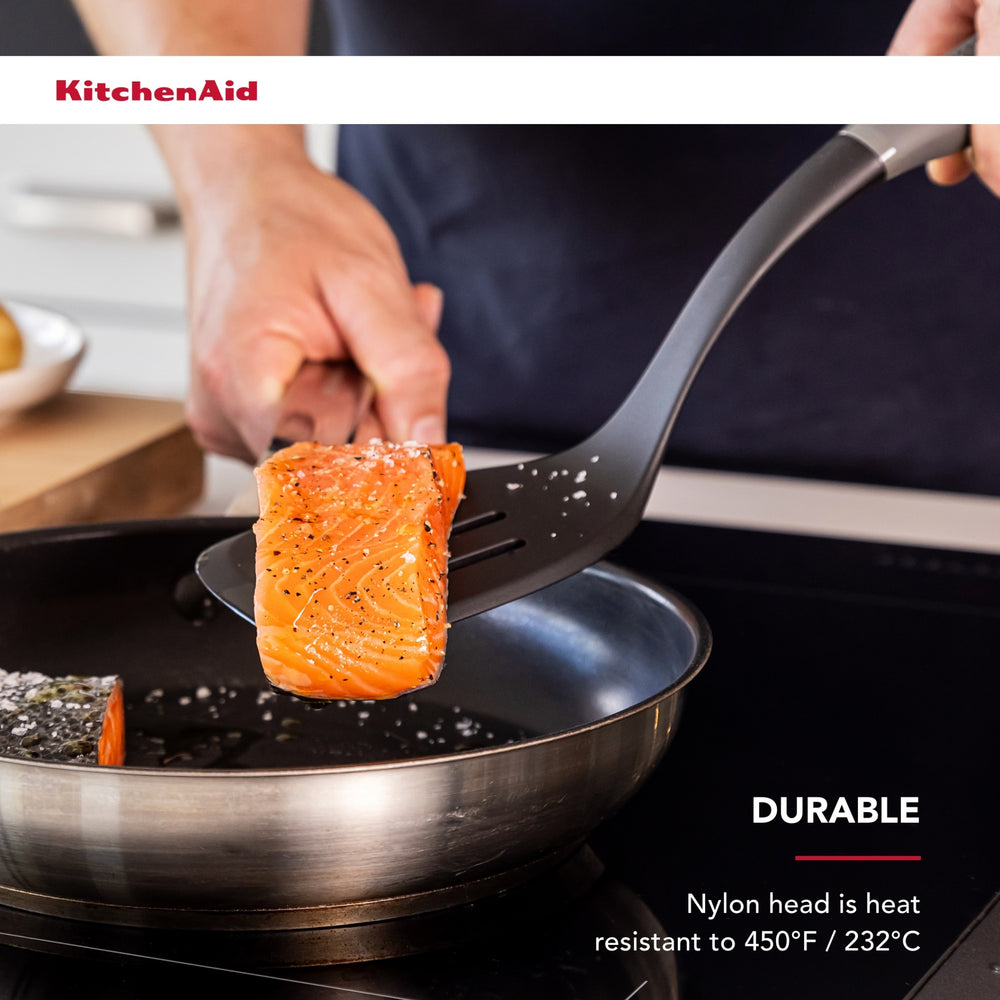 KitchenAid Soft Grip Slotted Turner - Charcoal Grey