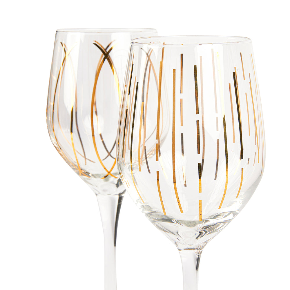 Mikasa Cheers Metallic Gold Set Of 4 14Oz Wine Glasses