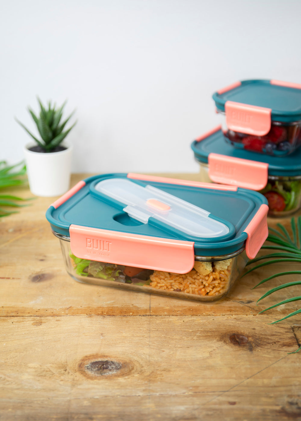 Built Tropics Glass 900ml Lunch Box with Cutlery