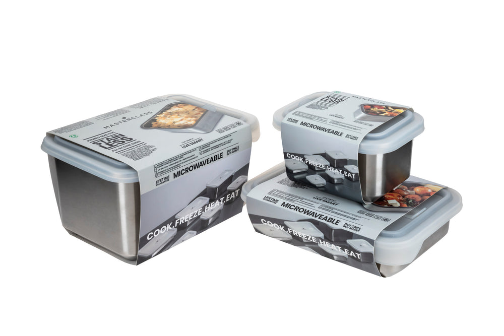MasterClass All-in-One Stainless Steel Storage Containers, 3 pc set