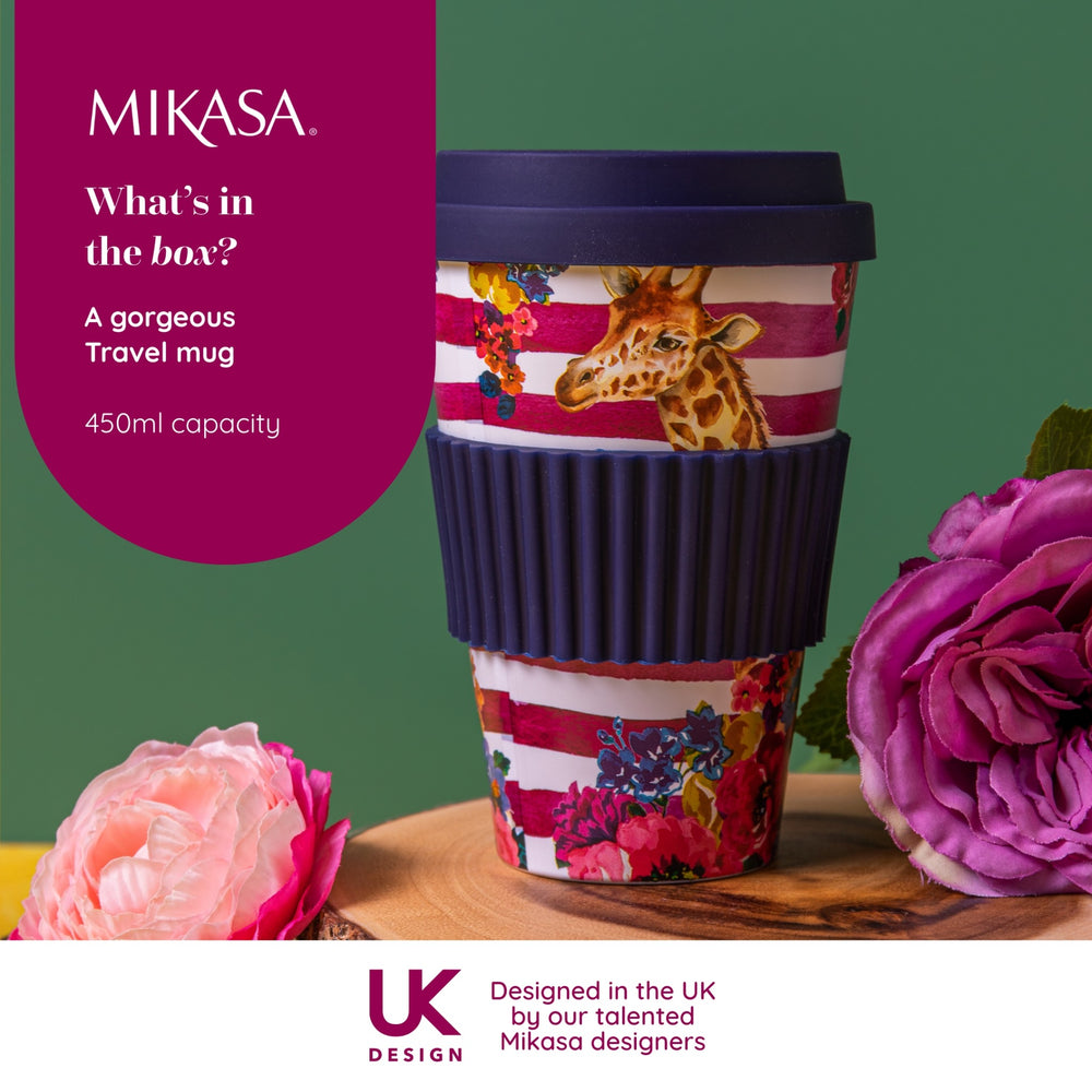Mikasa Wild at Heart Giraffe Travel Mug, 370ml