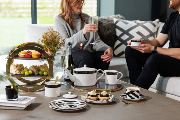 Mikasa Luxe Deco Geometric Print China Tea Cups and Saucers, Set of 2, 200ml image 6