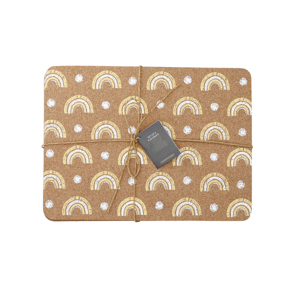 Creative Tops Printed Cork Placemats, Set of 4, Rainbow Design, 29 x 21.5 cm