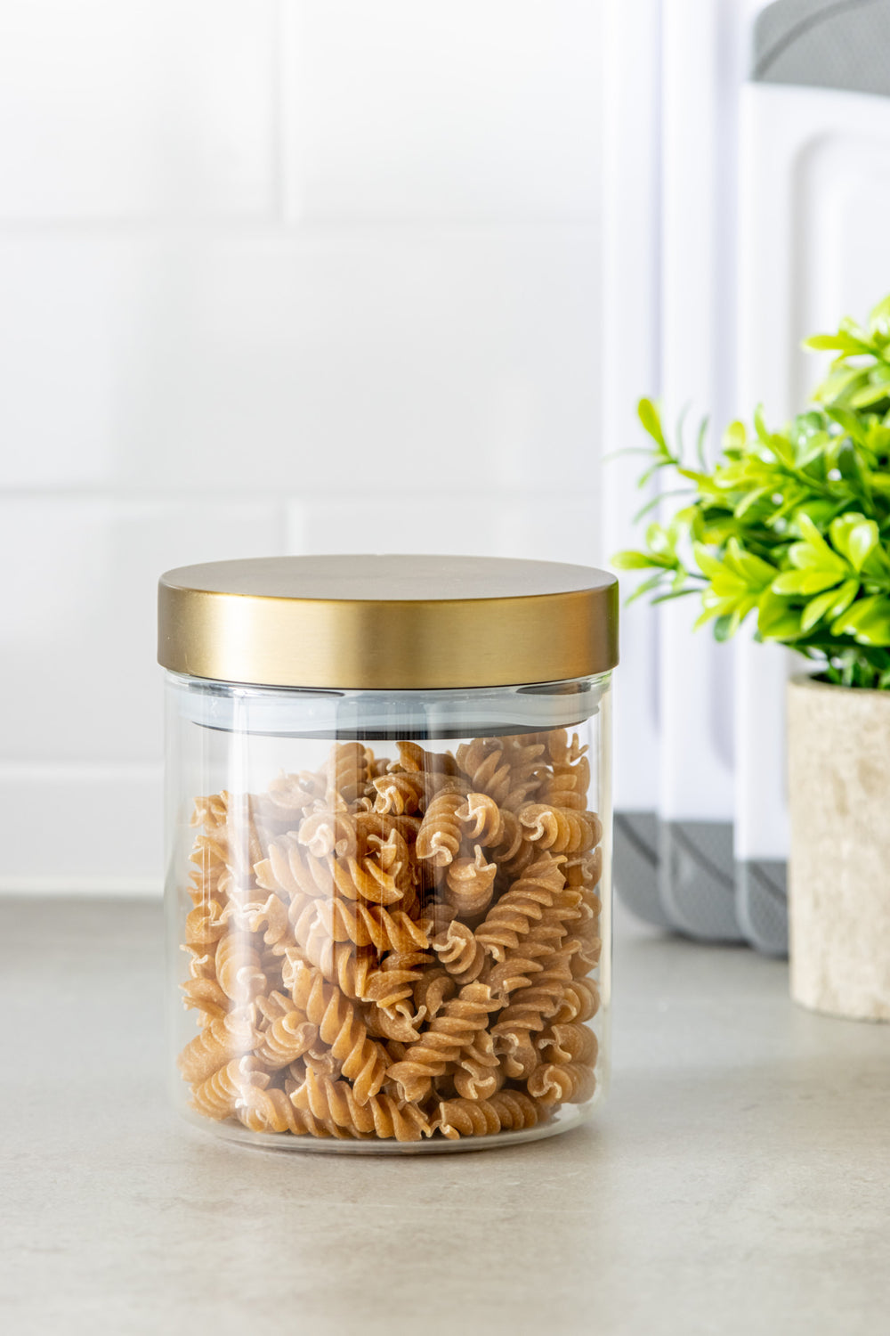 MasterClass Airtight Small Glass Food Storage Jar with Brass Lid