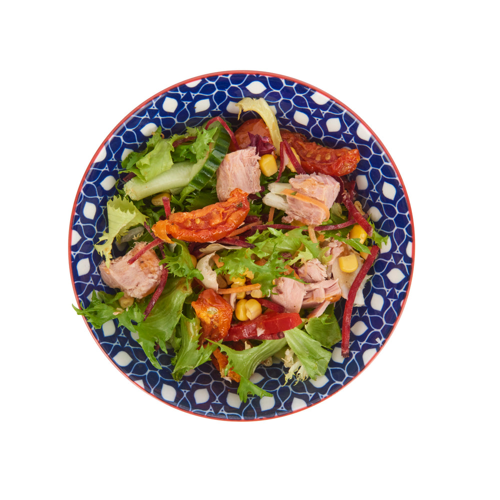 Set of 4 KitchenCraft Blue Floral Geometric Print Ceramic Bowls