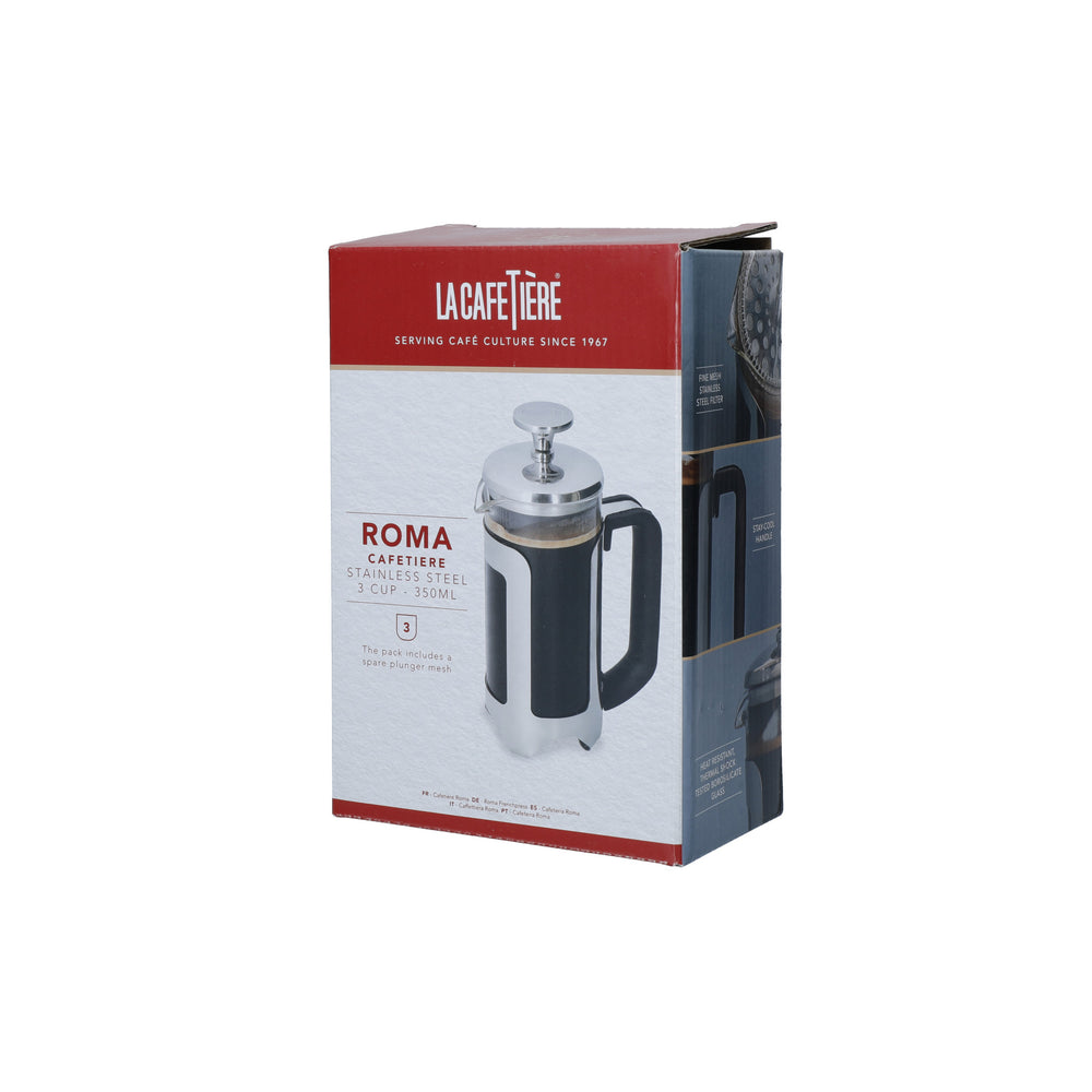 La Cafetière Roma 3 Cup Cafetière - Stainless Steel Finish