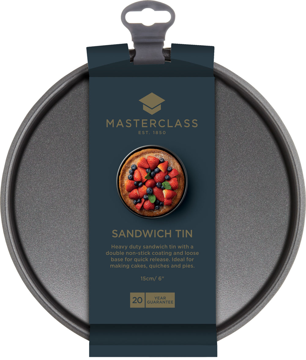 Set of 2 MasterClass Non-Stick 15cm Loose Base Sandwich Pans