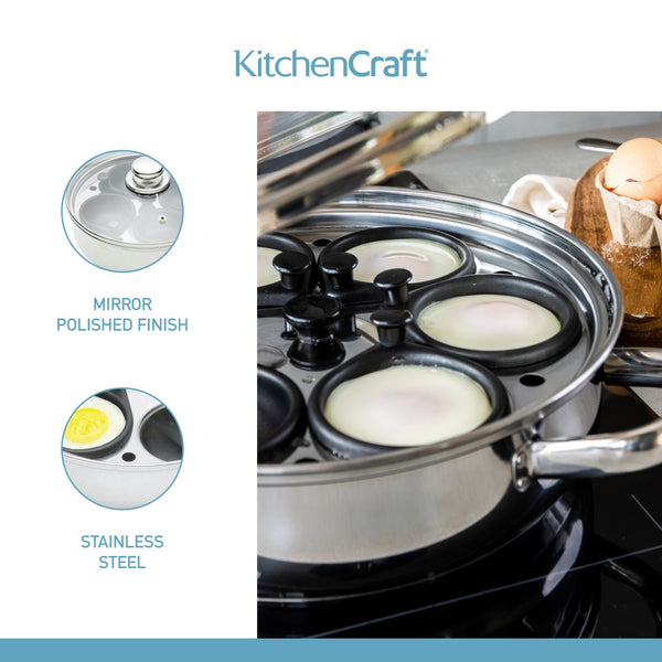 KitchenCraft Stainless Steel 6-Hole Egg Poacher, 28cm image 12