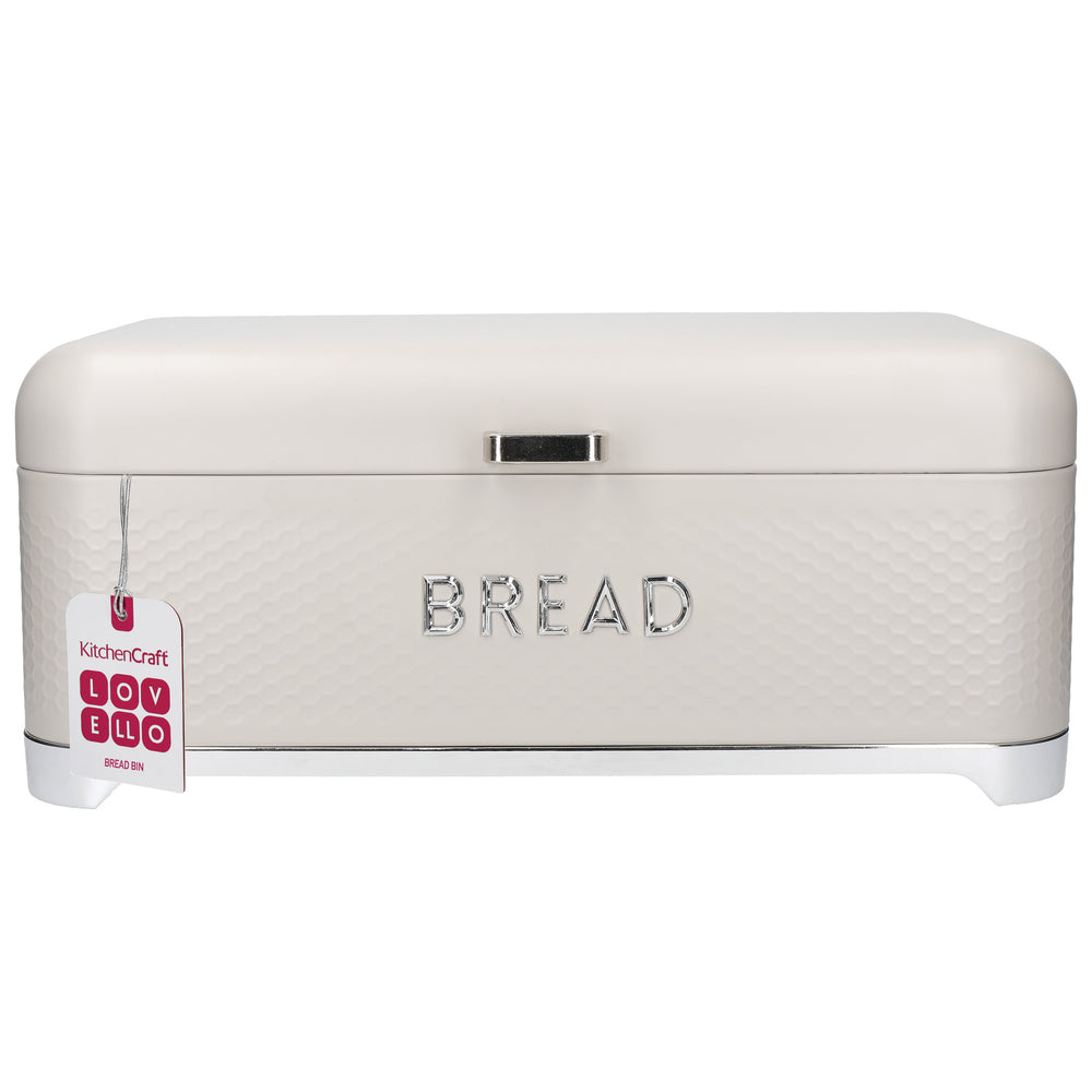 KitchenCraft Lovello Textured Large Bread Bin - Latte Cream