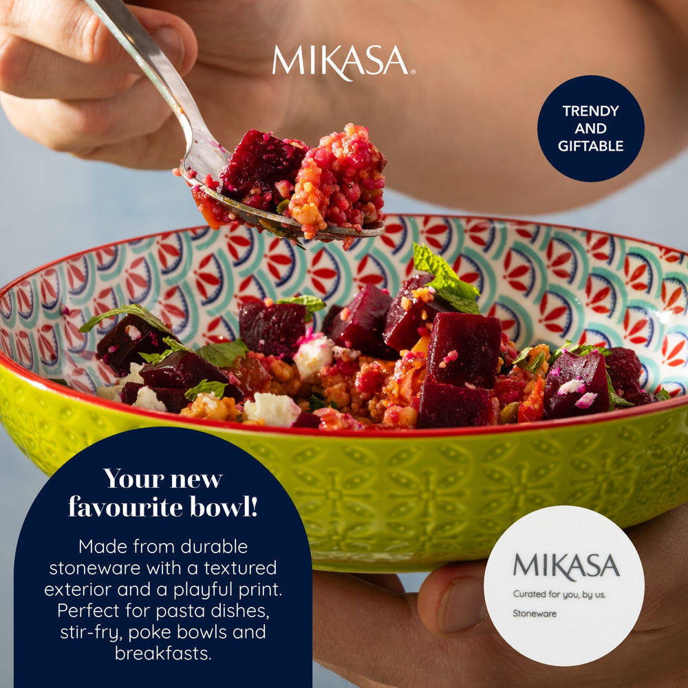 Mikasa Geometric Line Stoneware Bowl, 21 cm