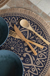 Creative Tops Set of 4 Jute Placemats with Mandala Design, Natural Printed Hessian - Blue image 2