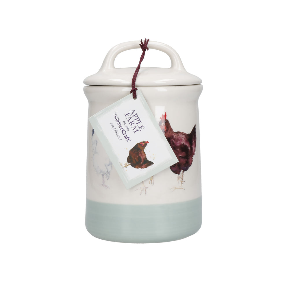Apple Farm Hen Tea Canister Stoneware