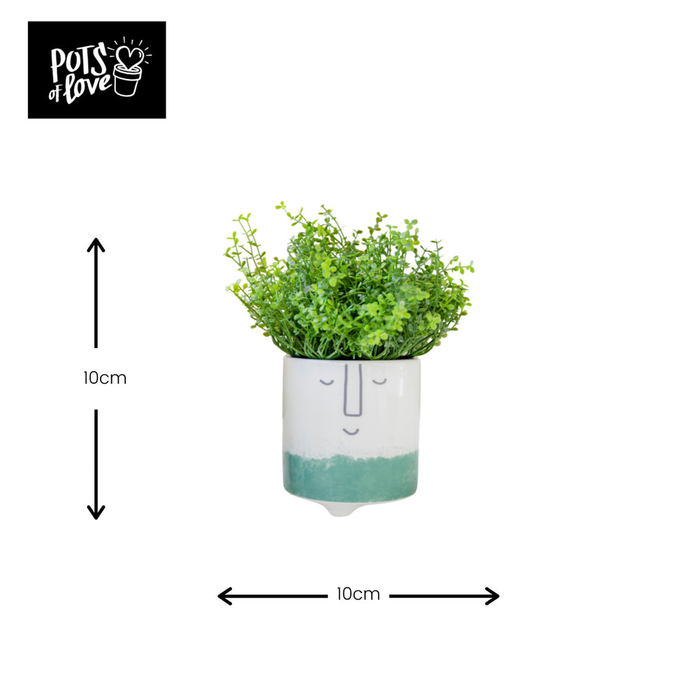 KitchenCraft Cheerful Face Planter, Dolomite, White / Green Ombré
