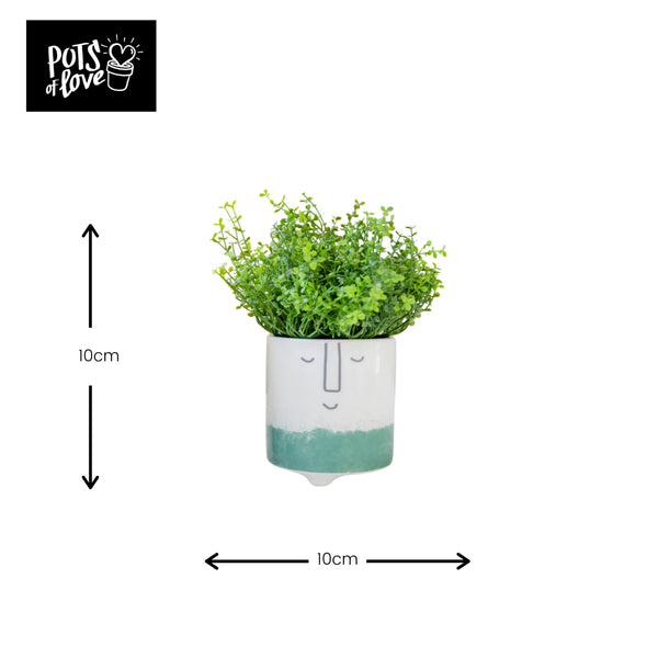 KitchenCraft Cheerful Face Planter, Dolomite, White / Green Ombré image 7