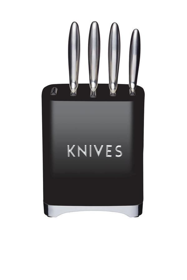 Lovello Retro 5-Piece Midnight Black Stainless Steel Knife Set and Knife Block image 3