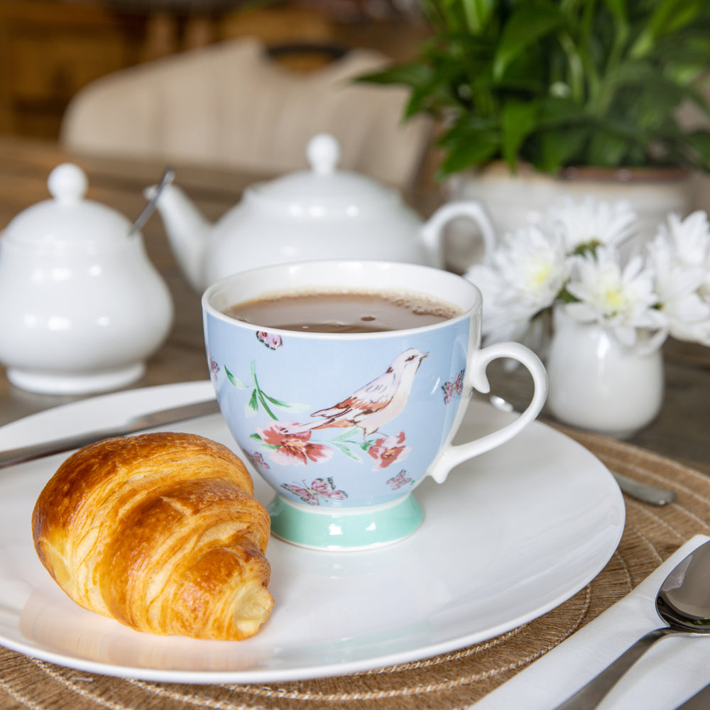 Set of 4 KitchenCraft China Blue Birds Mugs
