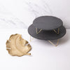 2pc Serve Set with 2-Tiered Slate Serving Stand and Cast Aluminium Gold Leaf Plate image 2